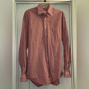 Peter Millar Long Sleeve Red and White Checkered Shirt